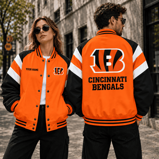 [TOUCHDOWN DEAL] NEW CUSTOMIZED NFL16 CCB CINCINNATI BENGALS SATIN VARSITY & BASEBALL JACKET