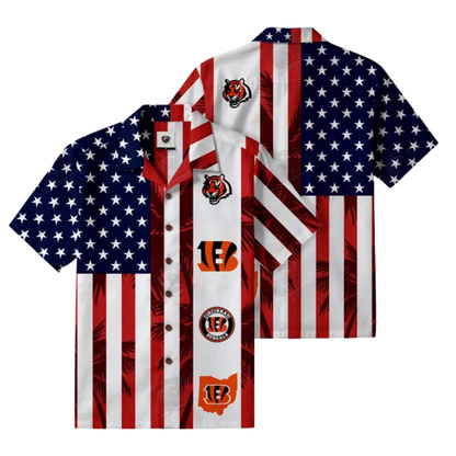[TOUCHDOWN DEAL] NEW CUSTOMIZED NFL16 CCB CINCINNATI BENGALS PATRIOTIC 250 USA HAWAIIAN SHIRT