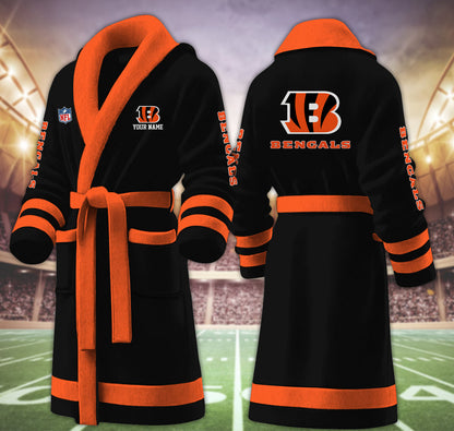 [TOUCHDOWN DEAL] NEW CUSTOMIZED NFL16 CCB CINCINNATI BENGALS MULTICOLOR FLEECE BATHROBE