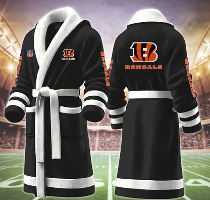 [TOUCHDOWN DEAL] NEW CUSTOMIZED NFL16 CCB CINCINNATI BENGALS MULTICOLOR FLEECE BATHROBE