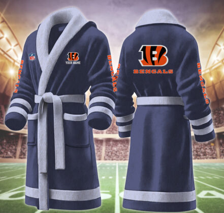[TOUCHDOWN DEAL] NEW CUSTOMIZED NFL16 CCB CINCINNATI BENGALS MULTICOLOR FLEECE BATHROBE