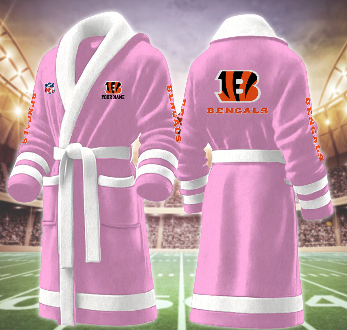 [TOUCHDOWN DEAL] NEW CUSTOMIZED NFL16 CCB CINCINNATI BENGALS MULTICOLOR FLEECE BATHROBE