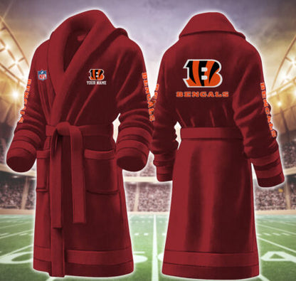 [TOUCHDOWN DEAL] NEW CUSTOMIZED NFL16 CCB CINCINNATI BENGALS MULTICOLOR FLEECE BATHROBE