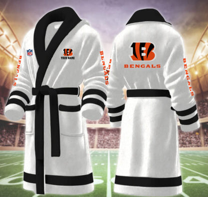 [TOUCHDOWN DEAL] NEW CUSTOMIZED NFL16 CCB CINCINNATI BENGALS MULTICOLOR FLEECE BATHROBE