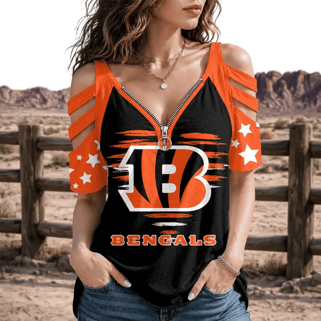 [SPECIAL OFFER] NEW CUSTOMIZED NFL16 CCB CINCINNATI BENGALS STRAPPY COLD-SHOULDER TOP