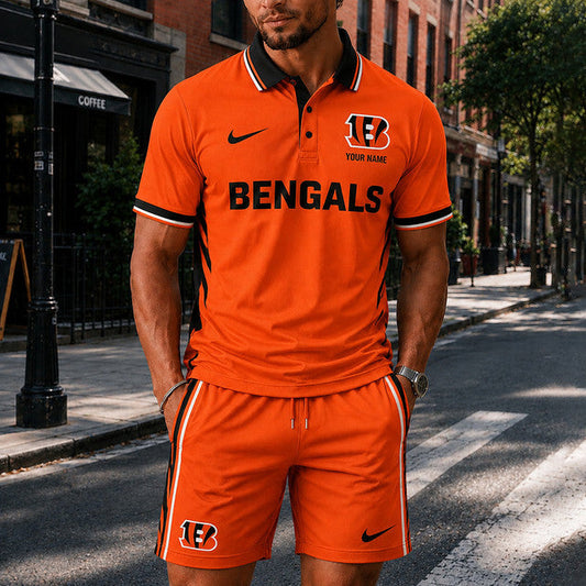 [TOUCHDOWN DEAL] NEW CUSTOMIZED NFL16 CCB CINCINNATI BENGALS POLO SHIRT & SHORT PANTS