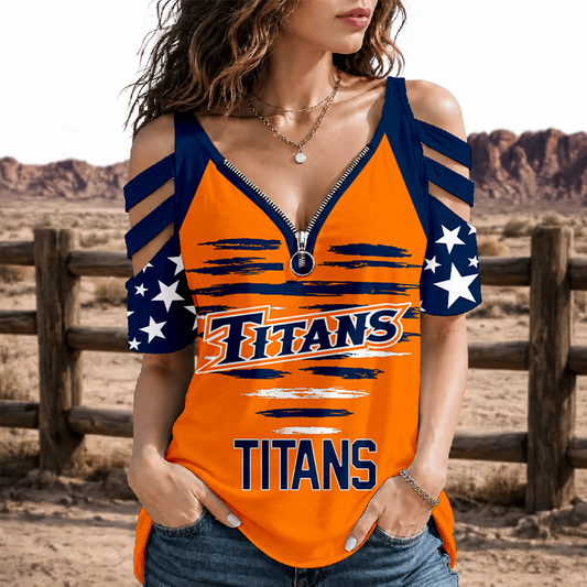 [FAN FAVORITE] NEW CUSTOMIZED NCAA CWS16 CFT CAL STATE FULLERTON TITANS STRAPPY COLD-SHOULDER TOP