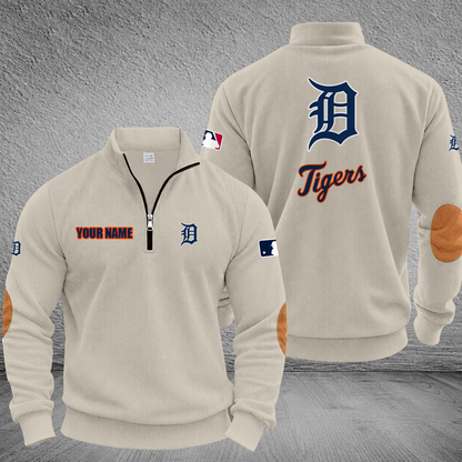 [HOMERUN DEAL] NEW CUSTOMIZED MLB16 DTS DETROIT TIGERS MULTICOLOR STRIPED QUATER ZIP SWEATSHIRT