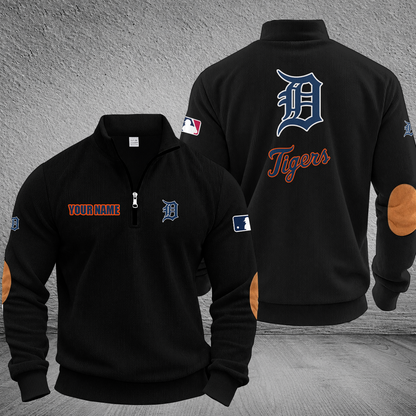 [HOMERUN DEAL] NEW CUSTOMIZED MLB16 DTS DETROIT TIGERS MULTICOLOR STRIPED QUATER ZIP SWEATSHIRT