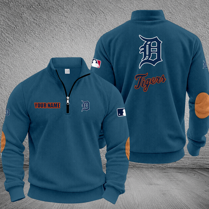 [HOMERUN DEAL] NEW CUSTOMIZED MLB16 DTS DETROIT TIGERS MULTICOLOR STRIPED QUATER ZIP SWEATSHIRT