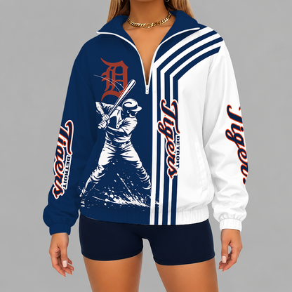 [HOMERUN DEAL] NEW CUSTOMIZED MLB16 DTS DETROIT TIGERS V-NECK ZIPPER SWEATSHIRT JACKET