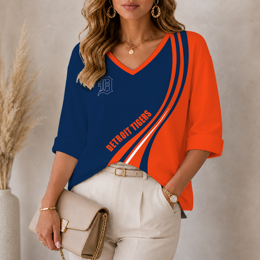 [HOMERUN DEAL] NEW CUSTOMIZED MLB16 DTS DETROIT TIGERS WOMEN'S HEART V-NECK LONG SLEEVE SHIRT