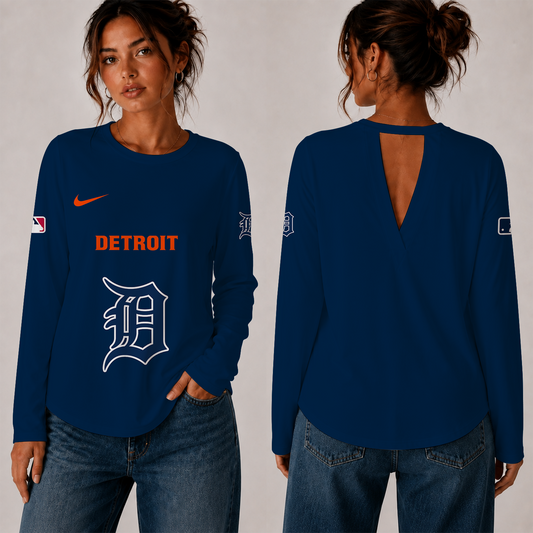 [HOMERUN DEAL] NEW CUSTOMIZED MLB16 DTS THE TIGERS WOMEN'S BACK V-CUT LONG-SLEEVE SHIRT