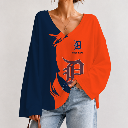 [HOMERUN DEAL] NEW CUSTOMIZED MLB16 DTS DETROIT TIGERS V-NECK LONG SLEEVED CROP TOP