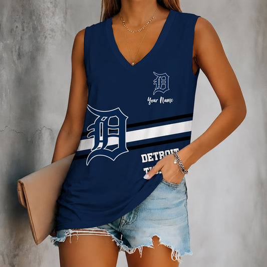 [HOMERUN DEAL] NEW CUSTOMIZED MLB16 DTS DETROIT TIGERS WOMEN'S V-NECK TANK TOP