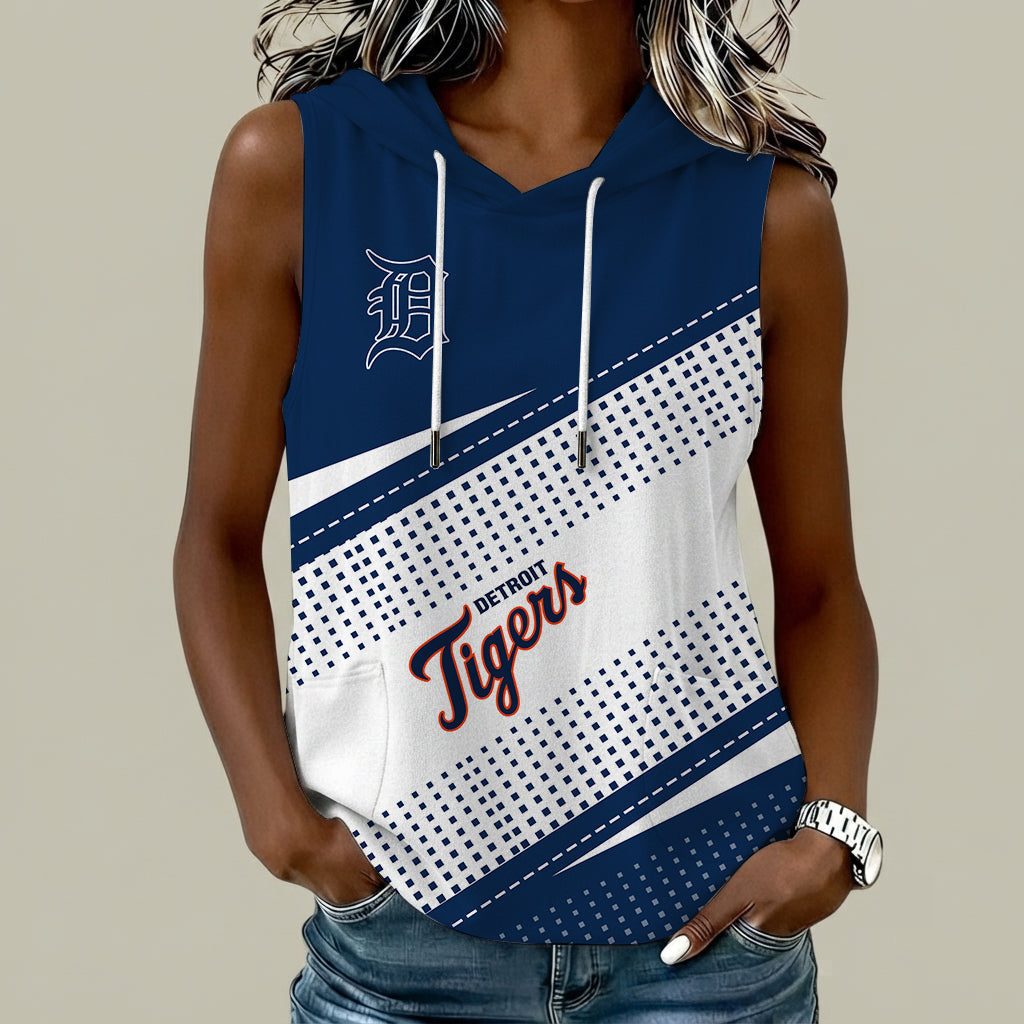 [HOMERUN DEAL] NEW CUSTOMIZED MLB16 DTS DETROIT TIGERS WOMEN'S SLEEVELESS HOODED POCKET TANK TOP