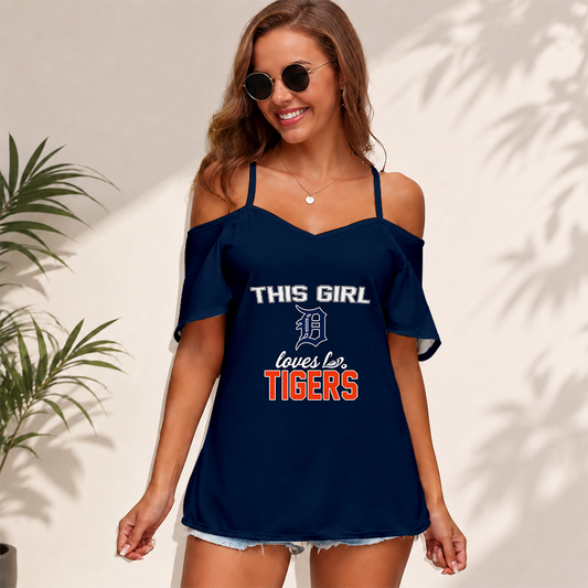 [HOMERUN DEAL] NEW CUSTOMIZED MLB16 DTS DETROIT TIGERS WOMEN'S STRAPPY OFF-SHOULDER TOP