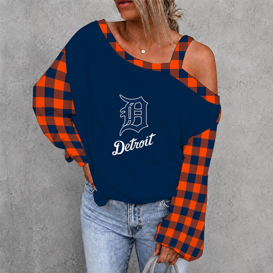 [HOMERUN DEAL] NEW CUSTOMIZED MLB16 DTS DETROIT TIGERS WOMEN'S OFF-SHOULDER LONG SLEEVE SHIRT