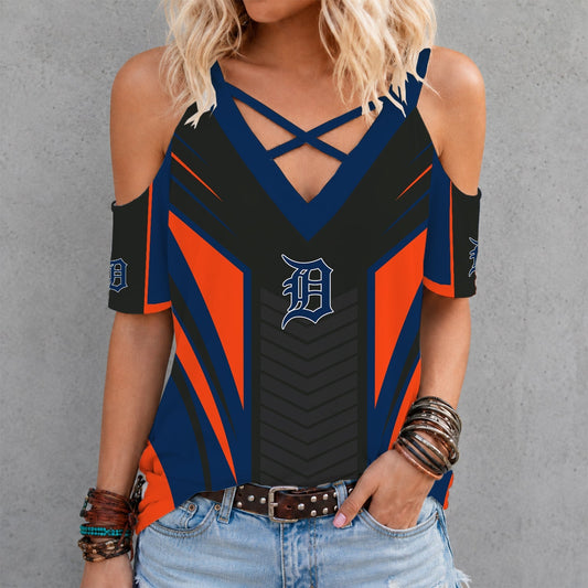 [HOMERUN DEAL] NEW CUSTOMIZED MLB16 DTS DETROIT TIGERS CRISS CROSS V-NECK TOP