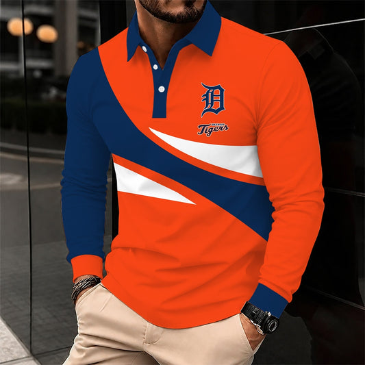 [HOMERUN DEAL] NEW CUSTOMIZED MLB16 DTS DETROIT TIGERS MEN'S LONG SLEEVE POLO