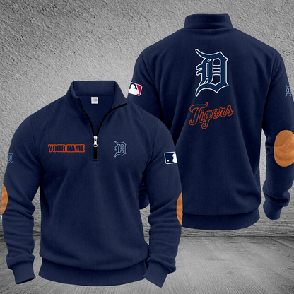 [HOMERUN DEAL] NEW CUSTOMIZED MLB16 DTS DETROIT TIGERS MULTICOLOR STRIPED QUATER ZIP SWEATSHIRT