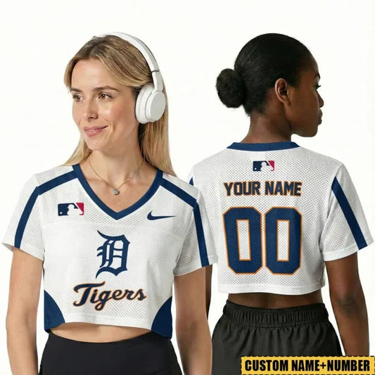 [HOMERUN DEAL] NEW CUSTOMIZED MLB16 DTS DETROIT TIGERS V-NECK JERSEY CROP TOP