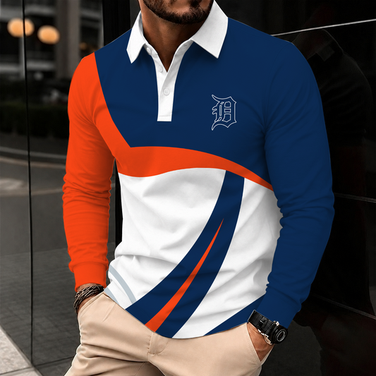 [HOMERUN DEAL] NEW CUSTOMIZED MLB16 DTS DETROIT TIGERS MEN'S LONG SLEEVE POLO
