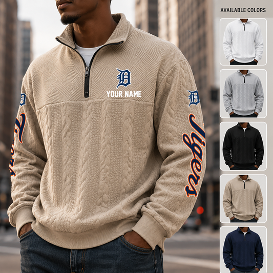 [HOMERUN DEAL] NEW CUSTOMIZED MLB16 DTS DETROIT TIGERS MULTICOLOR QUARTER-ZIP SWEATSHIRT