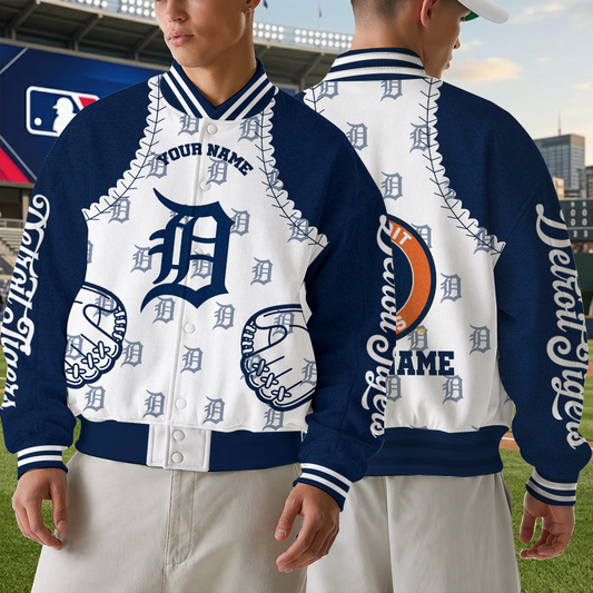 [HOMERUN DEAL] NEW CUSTOMIZED MLB16 DTS DETROIT TIGERS SATIN VARSITY & BASEBALL JACKET