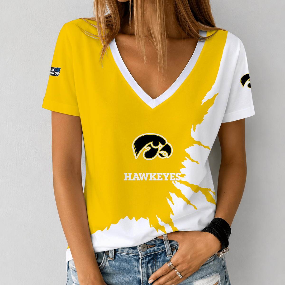[SLAM DUNK DEAL] NEW CUSTOMIZED NCAA MAM16 IWH IOWA HAWKEYES V-NECK FEMALE SHIRT
