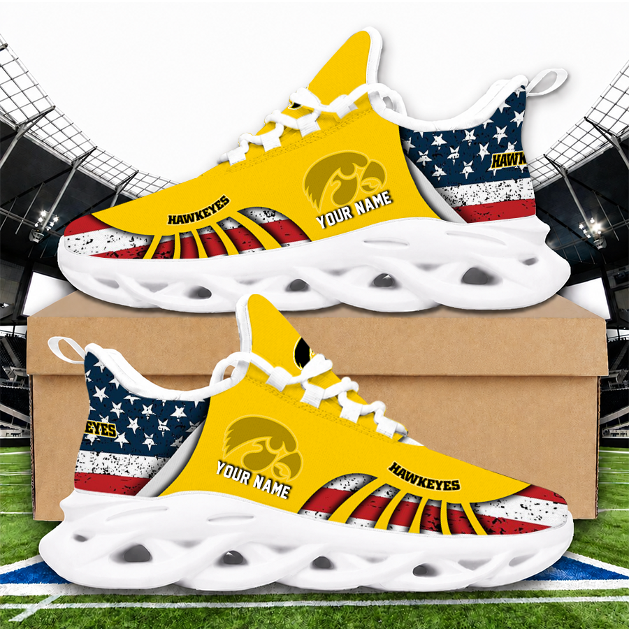 [SLAM DUNK DEAL] NEW CUSTOMIZED NCAA MAM16 IWH IOWA HAWKEYES STRAPPY UNISEX CLUNKY SNEAKERS