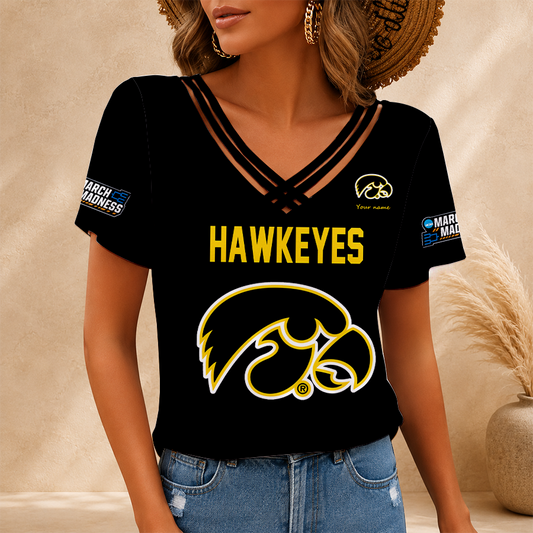 [SLAM DUNK DEAL] NEW CUSTOMIZED NCAA MAM16 IWH IOWA HAWKEYES V-NECK SHIRT