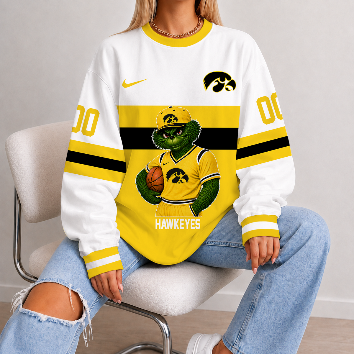 [SLAM DUNK DEAL] NEW CUSTOMIZED NCAA MAM16 IWH IOWA HAWKEYES STRAPPY UNISEX SWEATSHIRT