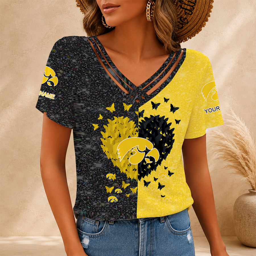 [SLAM DUNK DEAL] NEW CUSTOMIZED NCAA MAM16 IWH IOWA HAWKEYES V-NECK SHIRT
