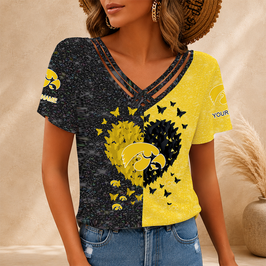 [SLAM DUNK DEAL] NEW CUSTOMIZED NCAA MAM16 IWH IOWA HAWKEYES V-NECK SHIRT