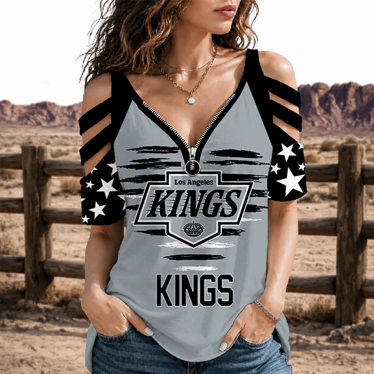 [PUCK DROP DEAL] NEW CUSTOMIZED NHL16 LAK LOS ANGELES KINGS STRAPPY COLD-SHOULDER TOP
