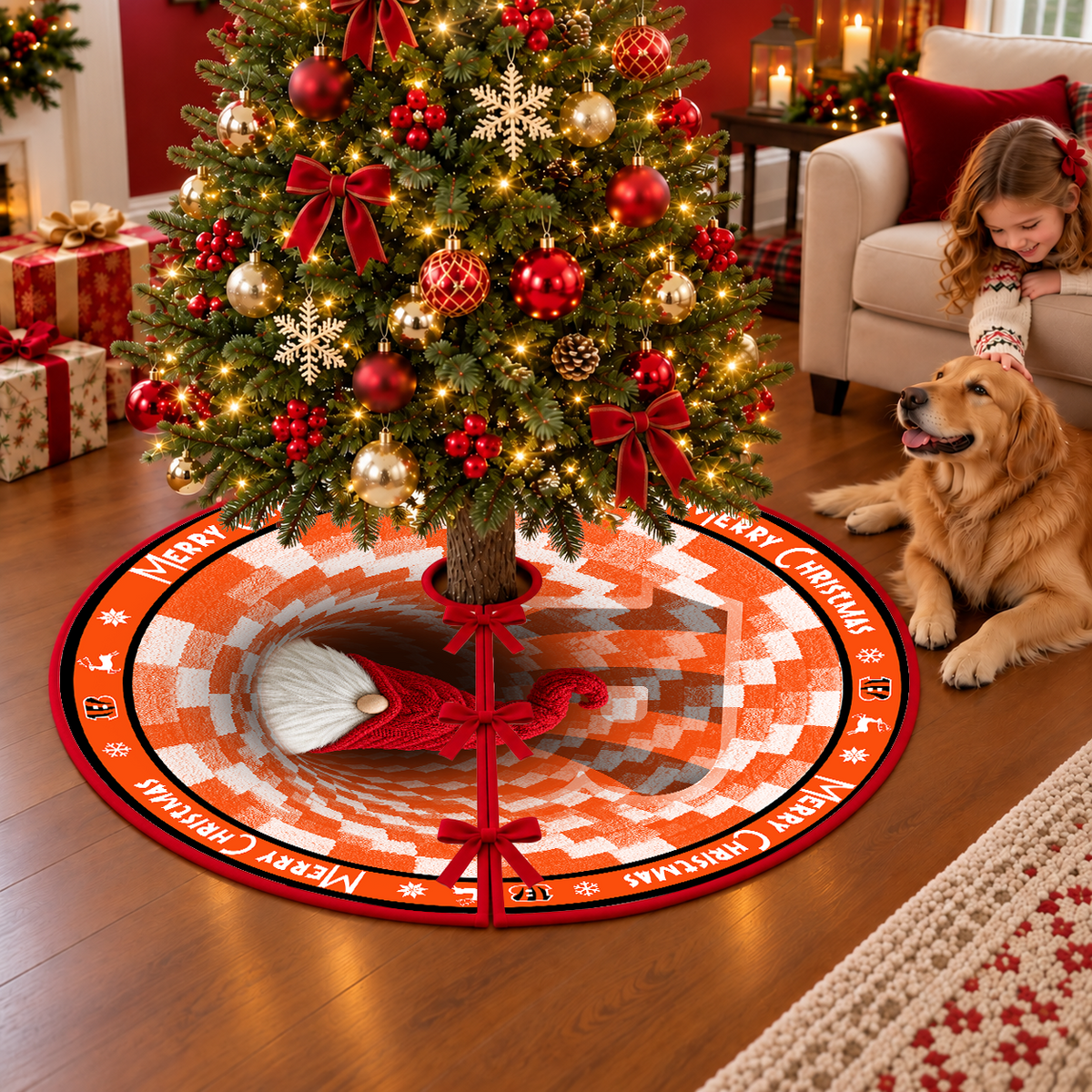 [TOUCHDOWN DEAL] NEW CUSTOMIZED NFL16 CCB THE BENGALS CHRISTMAS TREE SKIRT