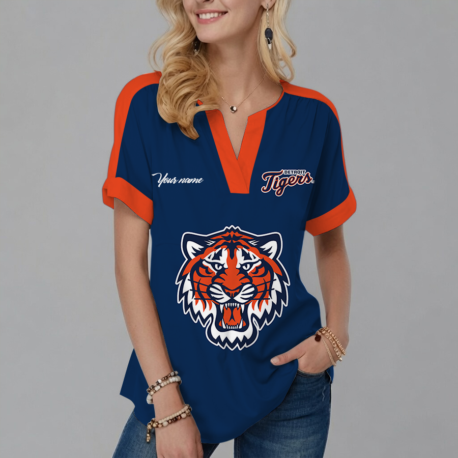[HOMERUN DEAL] NEW CUSTOMIZED MLB16 DTS DETROIT TIGERS V-NECK FEMALE SHIRT