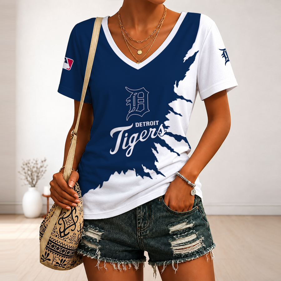 [HOMERUN DEAL] NEW CUSTOMIZED MLB16 DTS DETROIT TIGERS V-NECK FEMALE SHIRT