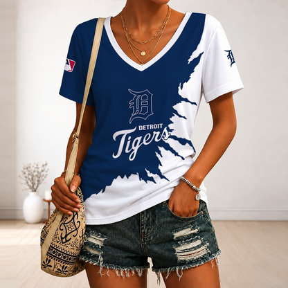 [HOMERUN DEAL] NEW CUSTOMIZED MLB16 DTS DETROIT TIGERS V-NECK FEMALE SHIRT