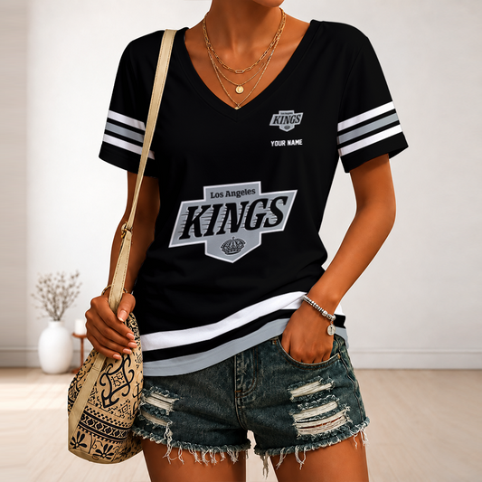 [PUCK DROP DEAL] NEW CUSTOMIZED NHL16 LAK LOS ANGELES KINGS V-NECK FEMALE SHIRT