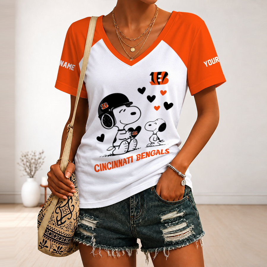 [TOUCHDOWN DEAL] NEW CUSTOMIZED NFL16 CCB CINCINNATI BENGALS V-NECK FEMALE SHIRT