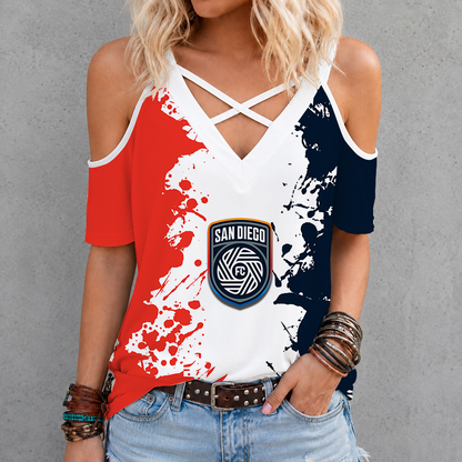 [GOAL DEAL] NEW CUSTOMIZED MLS16 SDF SAN DIEGO FC CRISS CROSS V-NECK TOP