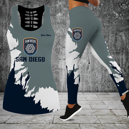 [GOAL DEAL] NEW CUSTOMIZED MLS16 SDF SAN DIEGO FC HOLLOW TANK TOP & LEGGINGS SET