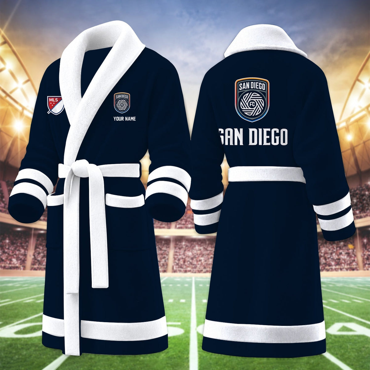 [GOAL DEAL] NEW CUSTOMIZED MLS16 SDF SAN DIEGO FC FLEECE BATHROBE