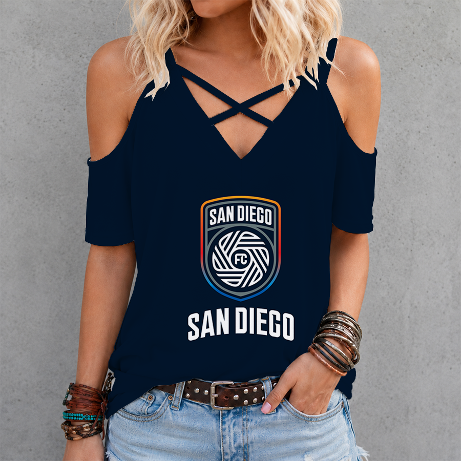 [GOAL DEAL] NEW CUSTOMIZED MLS16 SDF SAN DIEGO FC CRISS CROSS V-NECK TOP