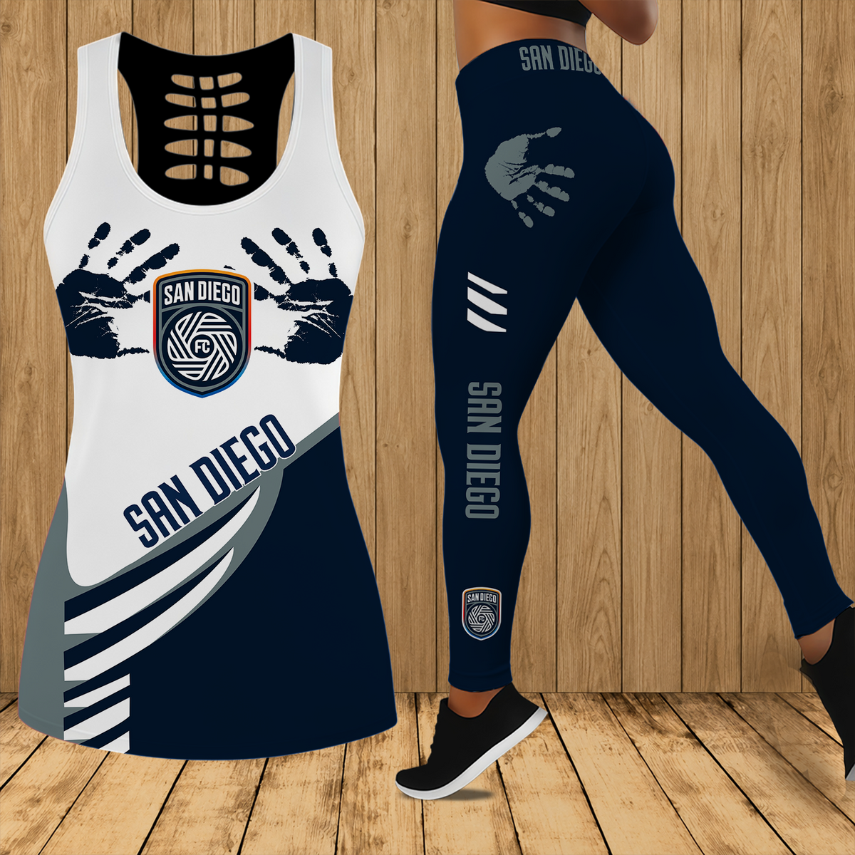 [GOAL DEAL] NEW CUSTOMIZED MLS16 SDF SAN DIEGO FC HOLLOW TANK TOP & LEGGINGS SET