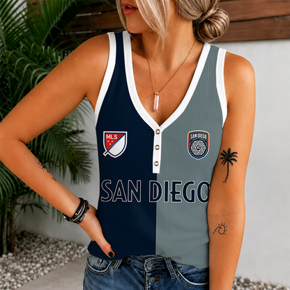 [GOAL DEAL] NEW CUSTOMIZED MLS16 SDF SAN DIEGO FC V-NECK TANK TOP