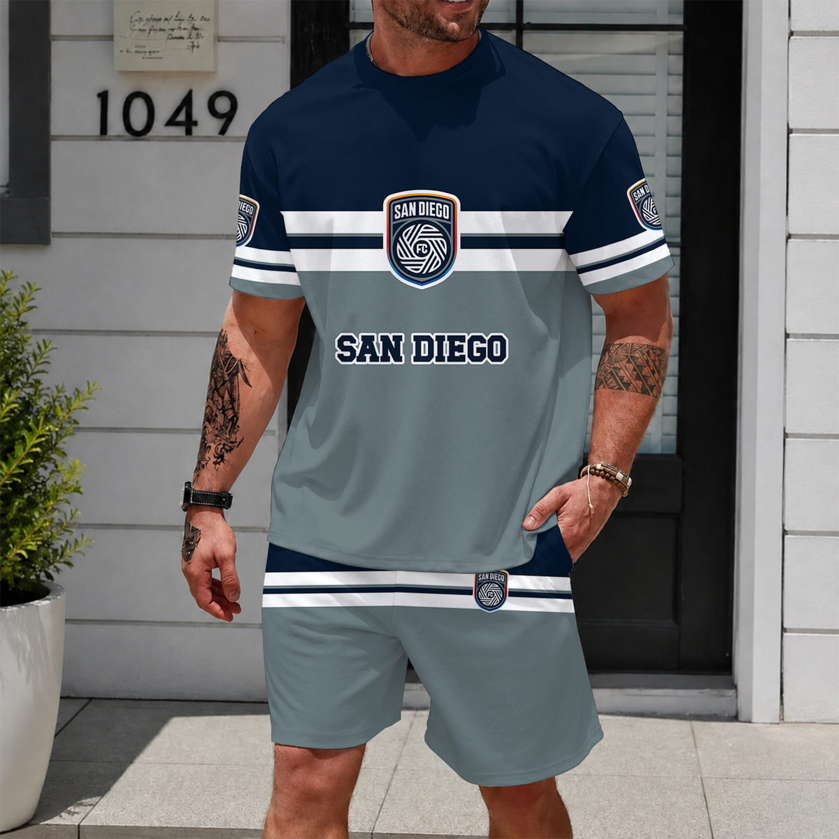 [GOAL DEAL] NEW CUSTOMIZED MLS16 SDF SAN DIEGO FC UNISEX T-SHIRT & SHORTS SET