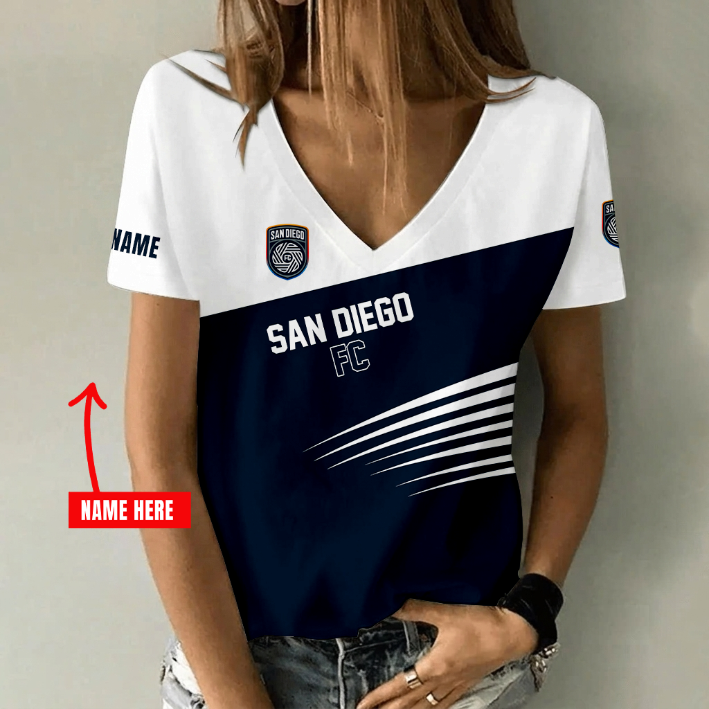 [GOAL DEAL] NEW CUSTOMIZED MLS16 SDF SAN DIEGO FC V-NECK FEMALE SHIRT